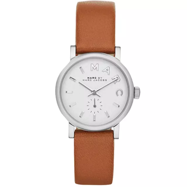 Marc Jacobs 302564 Baker White Dial Brown Leather Strap Watch Women - MBM1270