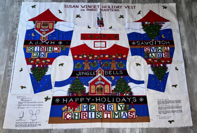 Fabric Traditions Happy Holidays Vest Craft Cut & Sew Panel by Susan Winget 1996