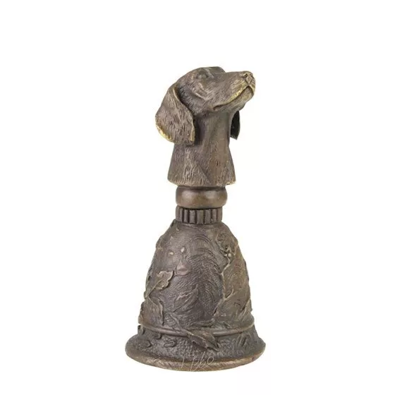 9934412-d Figürliche Tischglocke Bronze Hundekopf Dackel 10 x 5 cm