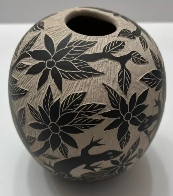 Mata Ortiz Pottery Seed Pot Sara Corona Renteria Iguana Lizard Art Sgraffito 3