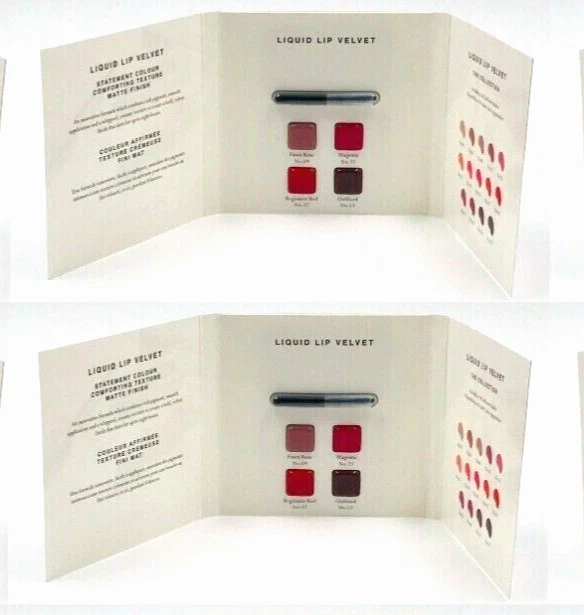2x Burberry Liquid Lip Velvet Matte 9 33 37 53 lipstick Sample Cards+MINI brush