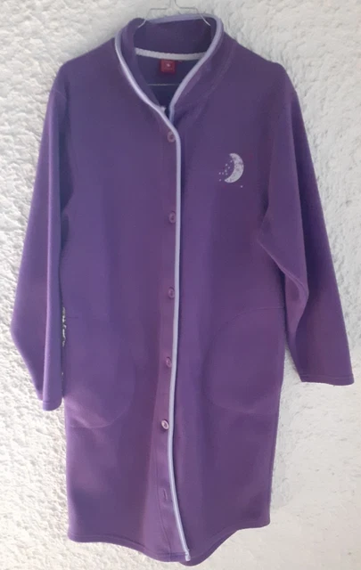 Robe De Chambre Polaire Femme Lady Olga - Manches Longues, Boutonnée, Avec Poches - Couleur Damson