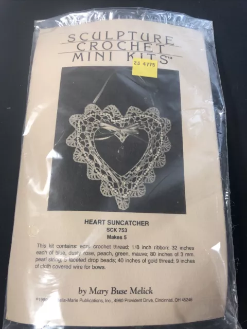 Sculpture Crochet Mini Kit Heart Suncatcher NEW 753 Mary Buse Melick Makes 5