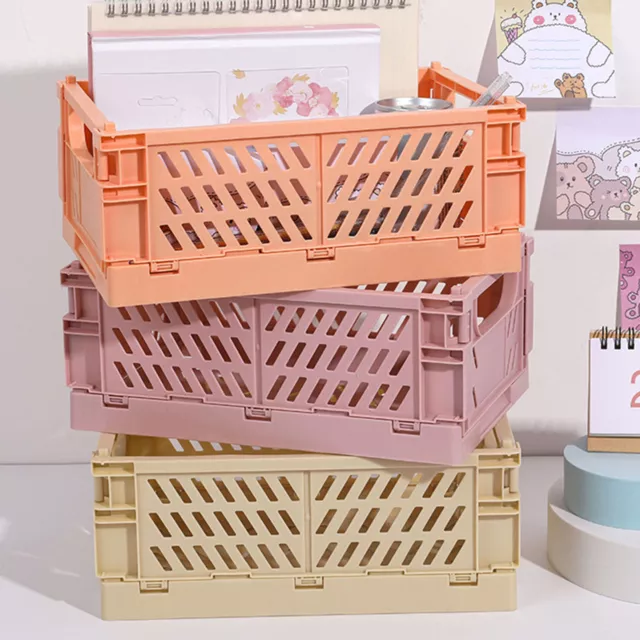 1 Pack Folding Large Plastic Crate Basket Collapsible Storage Milk Crates S/L