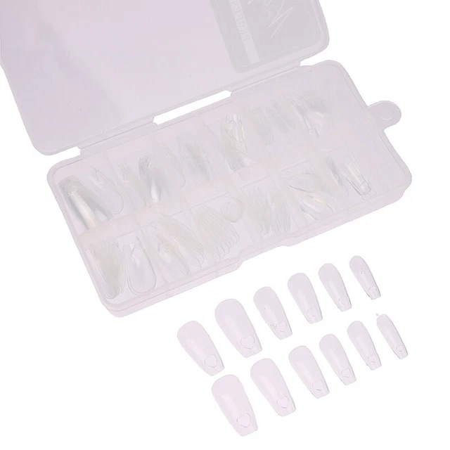120 piezas Patrón de corazón hueco Puntas de uñas postizas Cubierta Completa Mediana Gel Acrílico Nai ~~