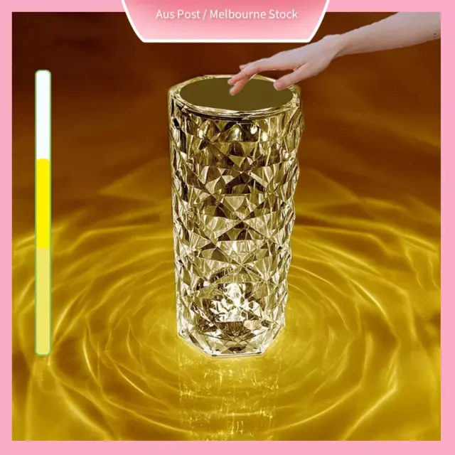 Crystal Table Lamp Color Changing Diamond Night Light Rose USB Touch Control