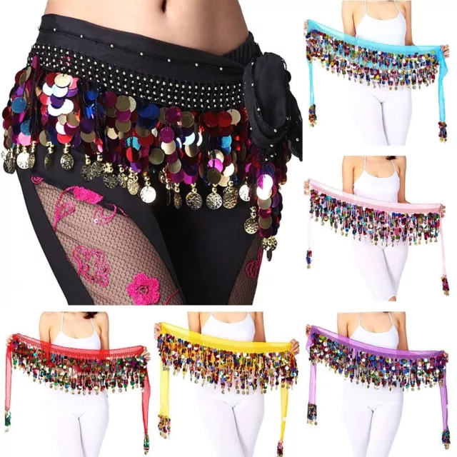 Sequins Show Costumes Hip Scarf Waist Chain Dancer Skirt Belly Dance Belt