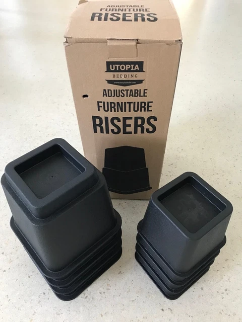 Furniture risers x 8 adjustable : Utopia : black