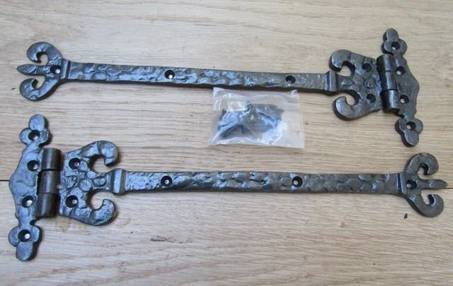 PAIR OF CORONET cast iron rustic vintage old style door tee hinges t hinges