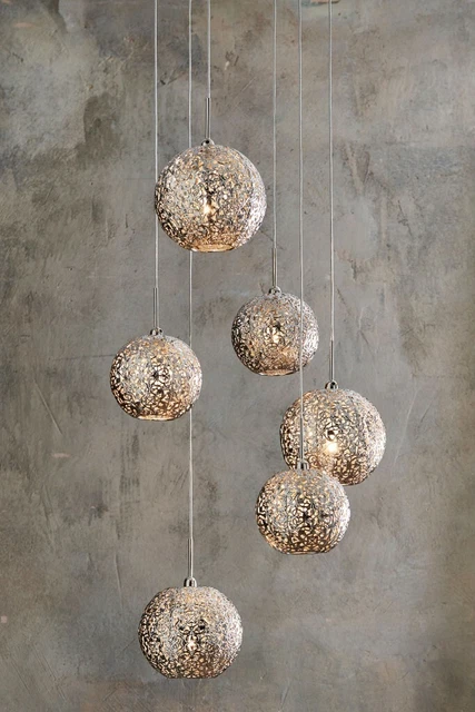 NEXT ORIANA 6 Light Cluster Pendant Polished Nickel Moroccan Ceiling Lighting 95.00 PicClick UK