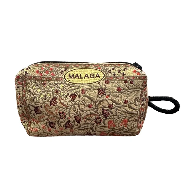 Small Malaga Gold Floral Change Coin Make-Up Purse W/ Zip