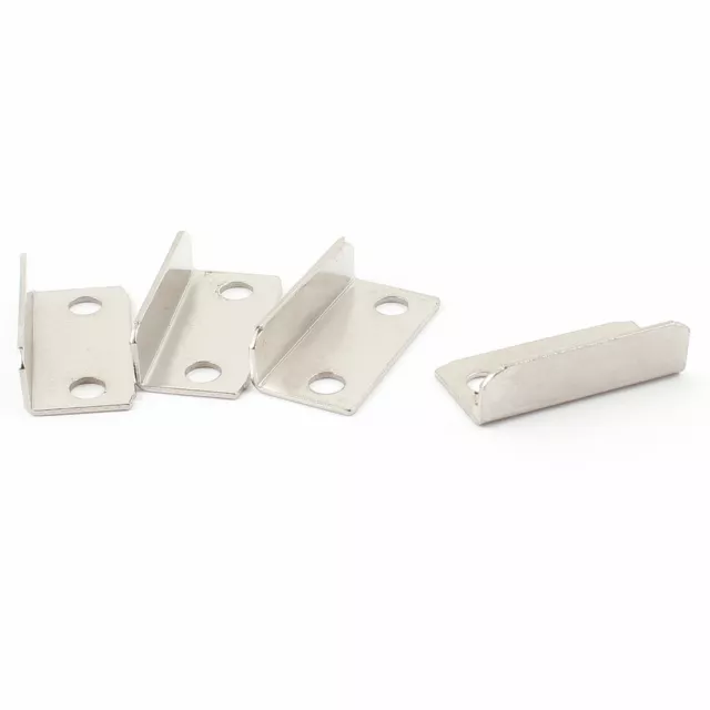 4pcs Office Silver Tone Metal Angled Drawer Lock Strike Plate 2.8cmx1.2cmx0.8cm