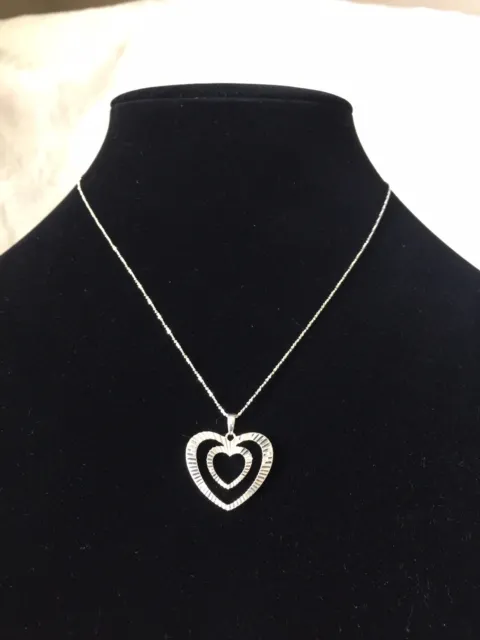 Sterling Silver Diamond Cut Heart Pendant Necklace by Giani Bernini-NEW!!