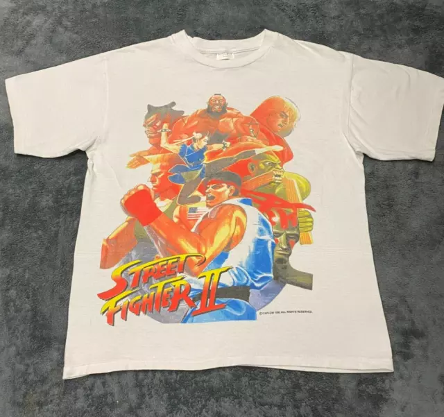 VINTAGE 1992 STREET Fighter 2 Video Game Promo White T-shirt Sz Large L ...