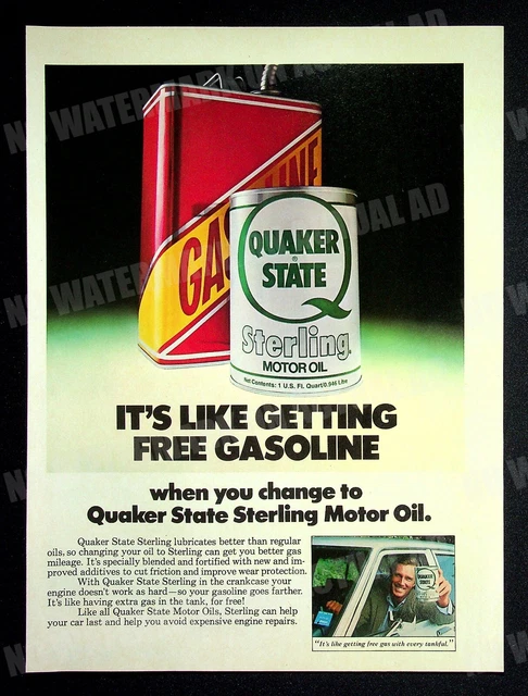 Quaker State Sterling Motor Oil 1980 Trade Print Magazine Ad Poster ADVERT