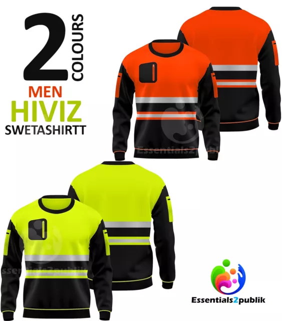 Hi Vis Viz High Visibility Safety Work Security Pocket Pullover Sweatshirt Hoody