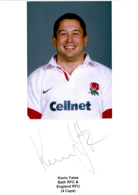Kevin Yates Hand Signed Card Photo & COA Bath & England Rugby