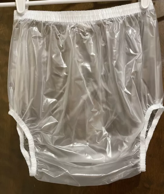 Pantalones de plástico transparente suave y helado mantecoso corte completo talla XLarge