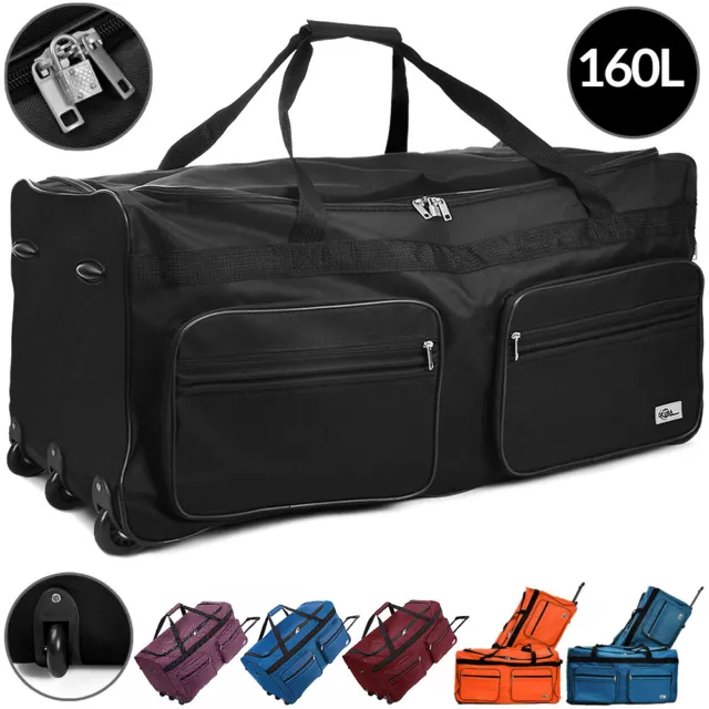 Sac de Voyage XXL Trolley 160L Poignée télescopique 3 Roues Cadenas Sac de sport