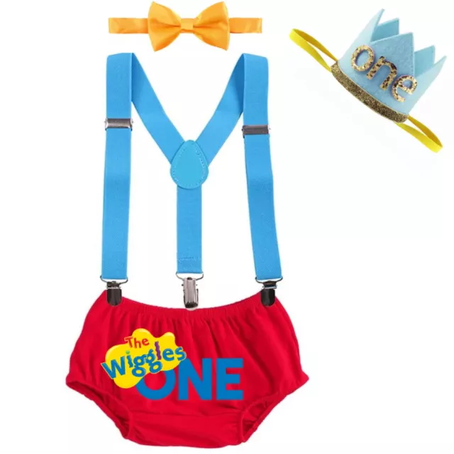Baby Boy One Wiggles Red Cake Smash 1st Birthday Costume Photo Shoot Outfit Set
