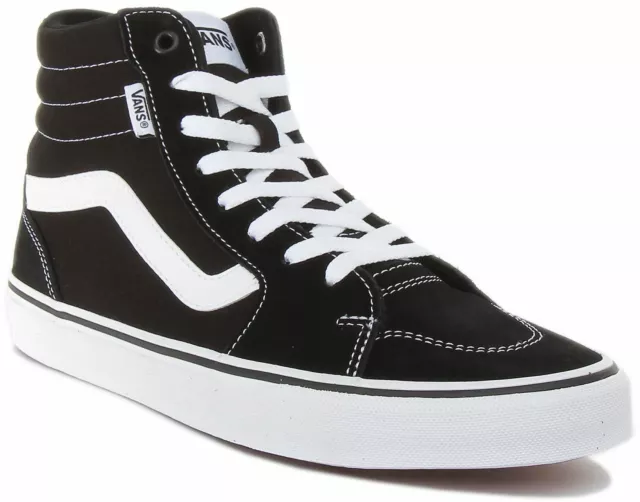 Vans Filmore Hi Mens Lace Up High Top Trainers In Black White UK Size 7 - 12