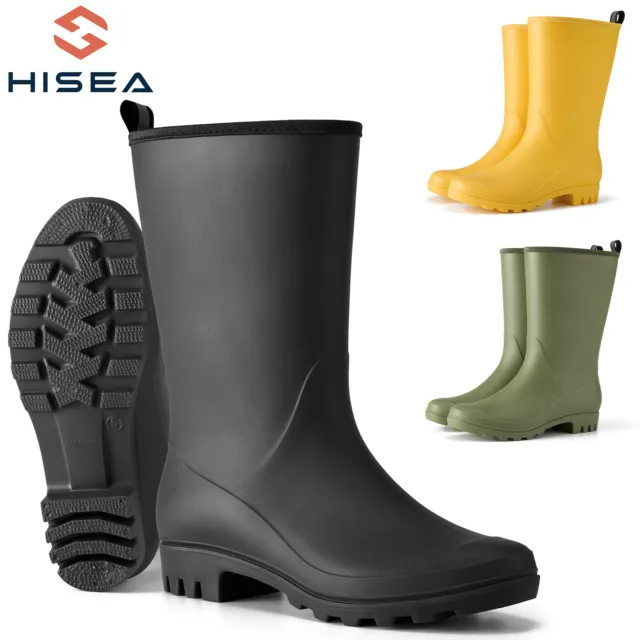 HISEA Women Mid-Calf Rain Boots Waterproof Garden Boot Comfort Foam Insole Welly