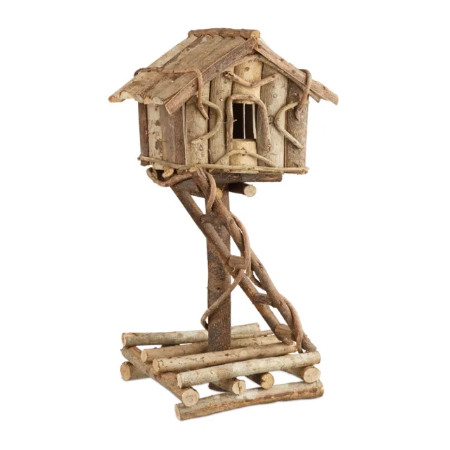 Nido para pájaros decorativo, Caseta de madera, Casa de pájaros con escalera