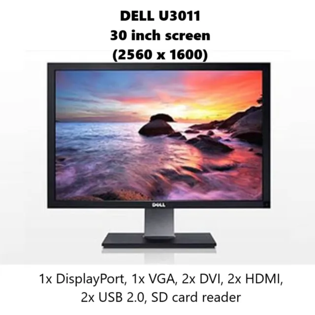 Dell U3011 30'' 2560x1600 WideScreen Screen Monitor VGA DVI DisplayPort Grade B