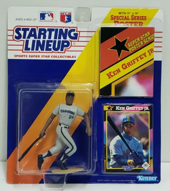 KEN GRIFFEY JR. Seattle Mariners Starting Lineup SLU MLB 1992 Figure Poster Card