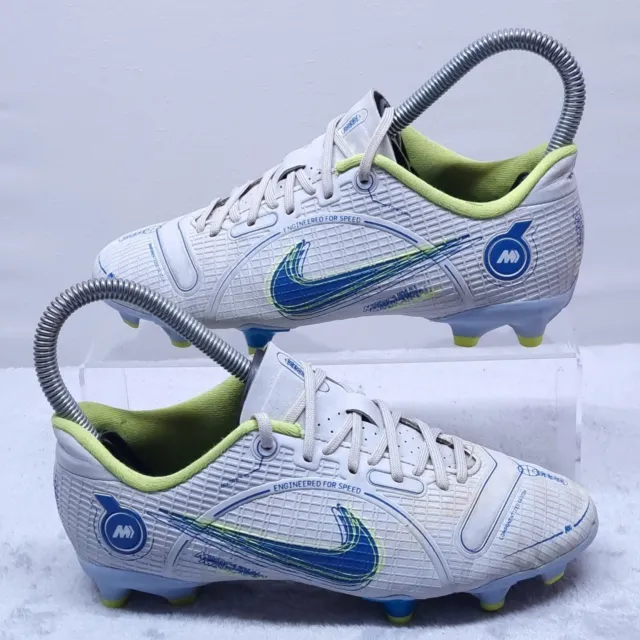 Nike Football Boots Uk Size 1 White yellow blue,Mercurial Moulded Studs Grass 3G