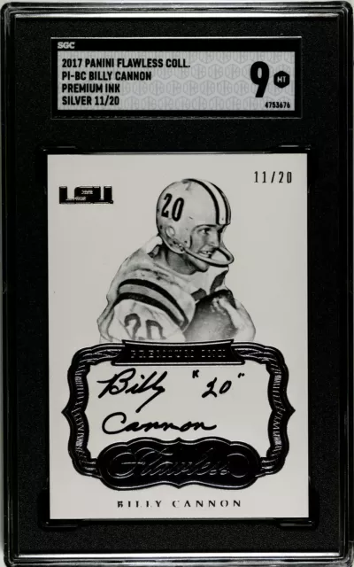 2017 Panini Flawless Coll. PI-BC Billy Cannon Premium Ink Silver 11/20 2017 Panini Flawless Coll. PI-BC Billy Cannon Premium Ink Silver 11/20