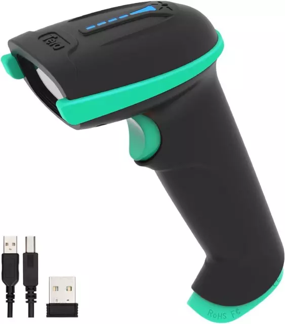 Tera Kabelloser Barcodescanner Handheld 1D Laser Wireless USB schwarz