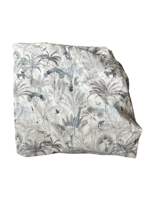 Sábana ajustada para cuna de selva azul blanco lémur jirafa pájaro
