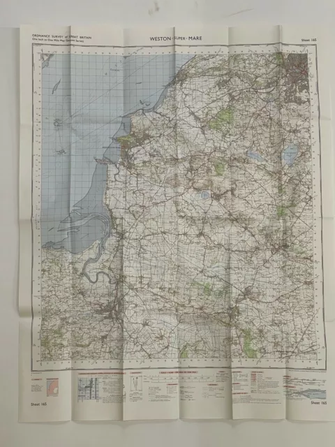 Ordnance Survey, 1 Inch to 1 Mile, Folded Sheet Map no:165, Weston-Super-Mare