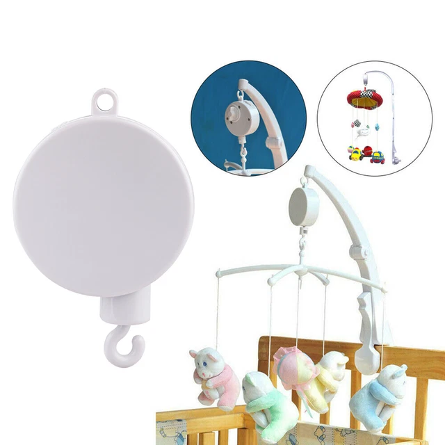 Rotary Baby Cot Mobile Crib Bed Toy Wind-up Music Box Infant Bell Holder White