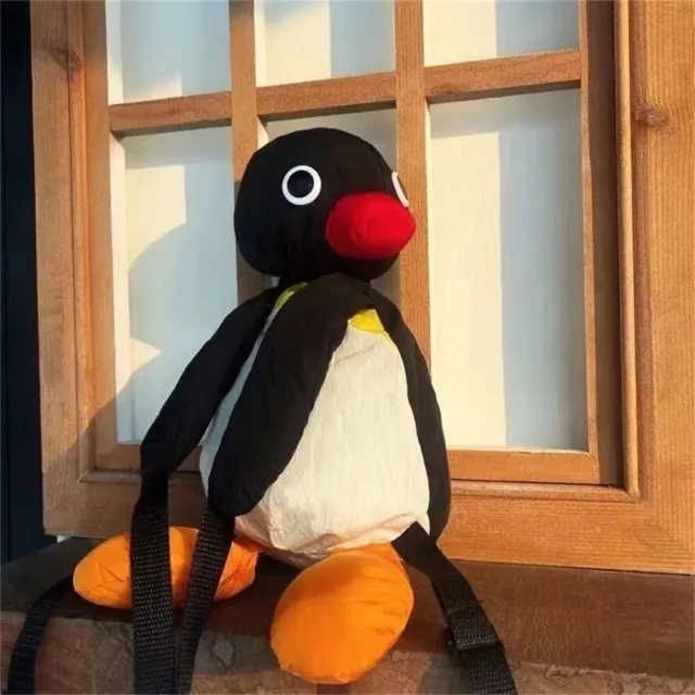 Cute Pingu Penguin Banpresto Plush Backpack Stuffed Toy Doll 38Cm Bag