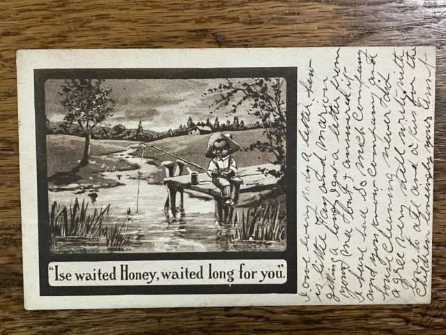 1910 - BLACK HISTORY POSTCARD - "Ise waited Honey, waited long for you"