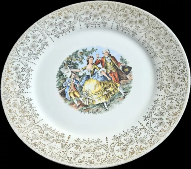 Vintage Sebring Pottery Co. Chantilly 22k Gold Dinner Plate 10" EUC