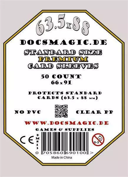 500 Docsmagic.de Premium Board Card Game Sleeves Clear 63,5 x 88 Standard 66x91 2