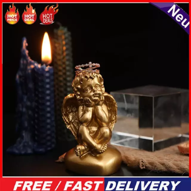 Angel Statue Cute Resin Cherub Craft Modern Ornament Accessories(Gold Hold Face)