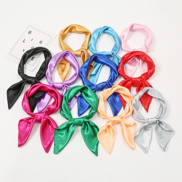 Sciarpa quadrata seta 60 cm raso collo gomma per capelli nastro borsa hijab fai da te