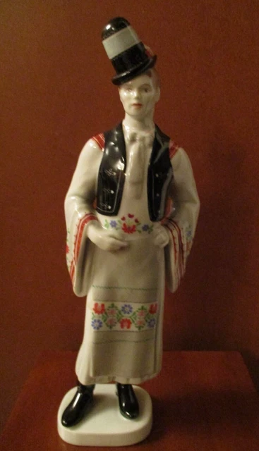 Vtg. Hollohaza Porcelain Hand Painted Hungarian Folk Man Figurine