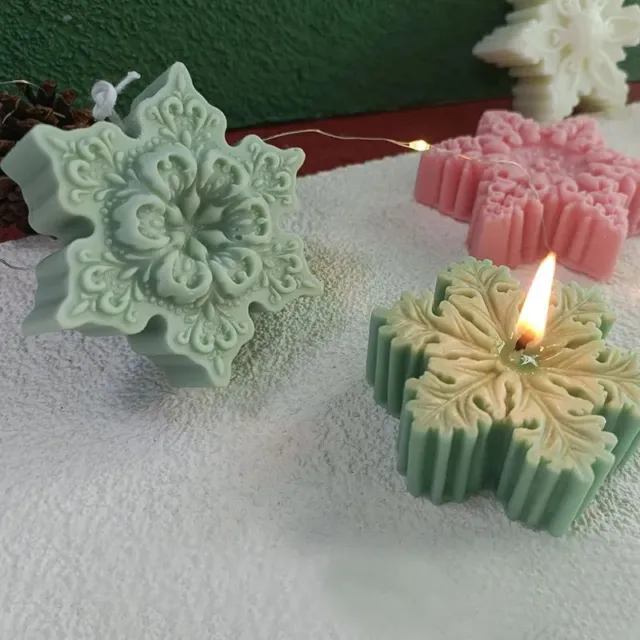 Vela de copo de nieve de Navidad molde de silicona hecho a mano jabón yeso artesanal herramientas de resina
