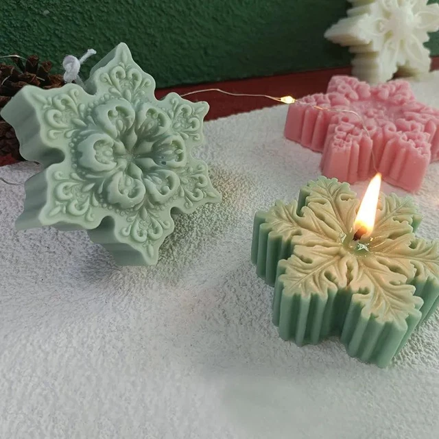 Vela de copo de nieve de Navidad molde de silicona hecho a mano jabón yeso artesanal herramientas de resina