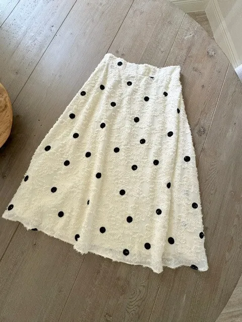 Anthropologie Eri + Ali Andrea Textured Polka Dot Midi Skirt Size Small