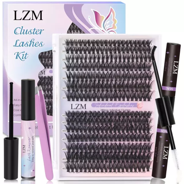 Wimpern Extensions Set, 280PCS Lashes Set DIY Wimpern Extensions Mit Pinzette,Di