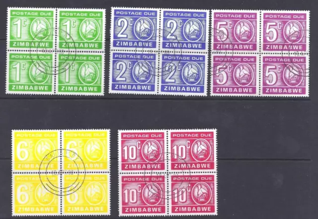 Zimbabwe, 1980 Cuotas De Envío, Sg D23-D27, Juego Usado Fino En Bloques 4