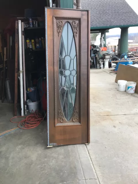 An 525 Antique All Beveled Glass Oval Entrance Door 26 X 81