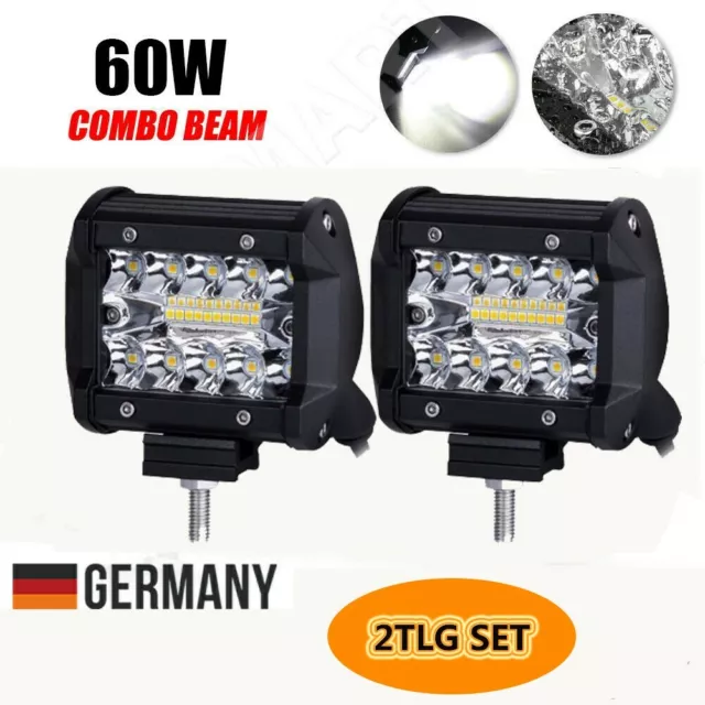 2x LED Arbeitsscheinwerfer Lampen 60W Rückfahrscheinwerfer Scheinwerfer 12V 24V