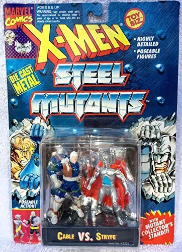 3 Die Cast Metal Cable Vs. Stryfe Action Figures - Marvel Comics X-Men Steel Mut